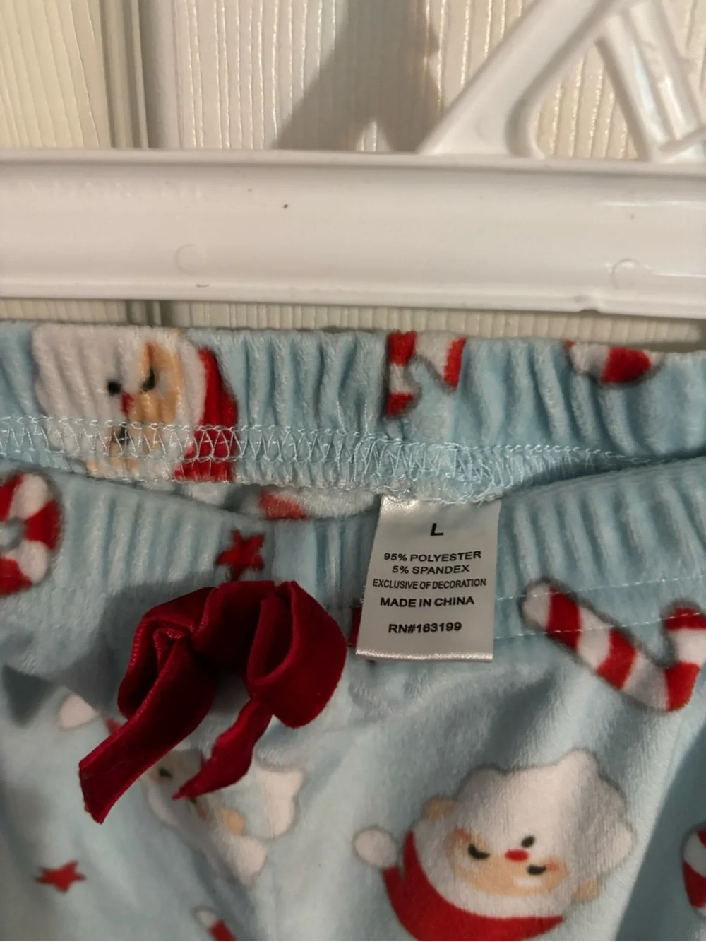 Holiday Time Light Blue Santa Print Kids Pajama Bottoms